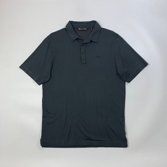 Travis Mathew Shirt Mens M Medium Charcoal Cotton Blend Short Sleeve Golf Polo - Picture 2 of 9